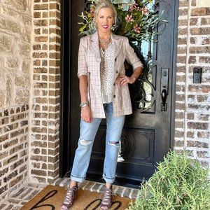 Cabi 6026 Windowpane Jacket Spring 2022 Small EUC